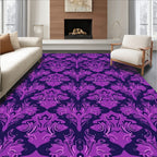 Purple Floral Damask Pattern Rug
