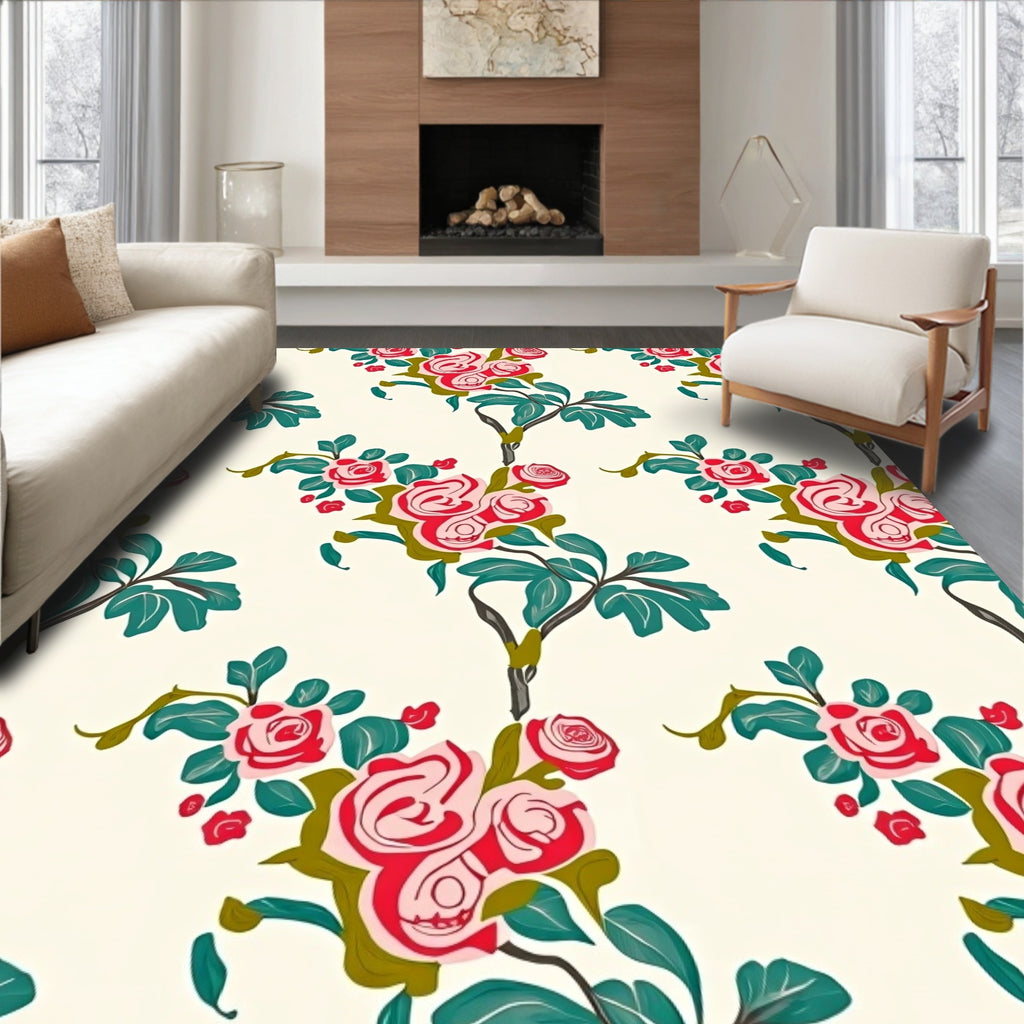 Charming Floral Tree Branch Pattern Rug