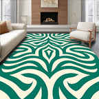 Green Cream Swirl Abstract Pattern Rug