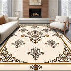 Classic Brown Floral Motif Rug
