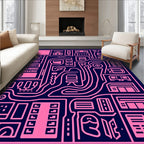 Pink Schematic Circuit Board Rug