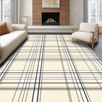 Classic Black White Plaid Pattern Rug