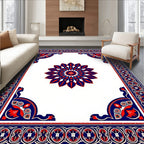 Bold Red Blue Ornamental Floral Rug