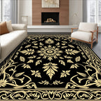 Art Nouveau Floral Golden Pattern Rug