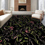 Black Floral Abstract Outline Rug