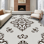 V intage Scrollwork Floral Crest Design Rug