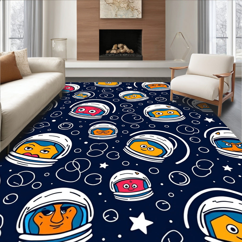 Cosmic Astronaut Faces Pattern Design Rug