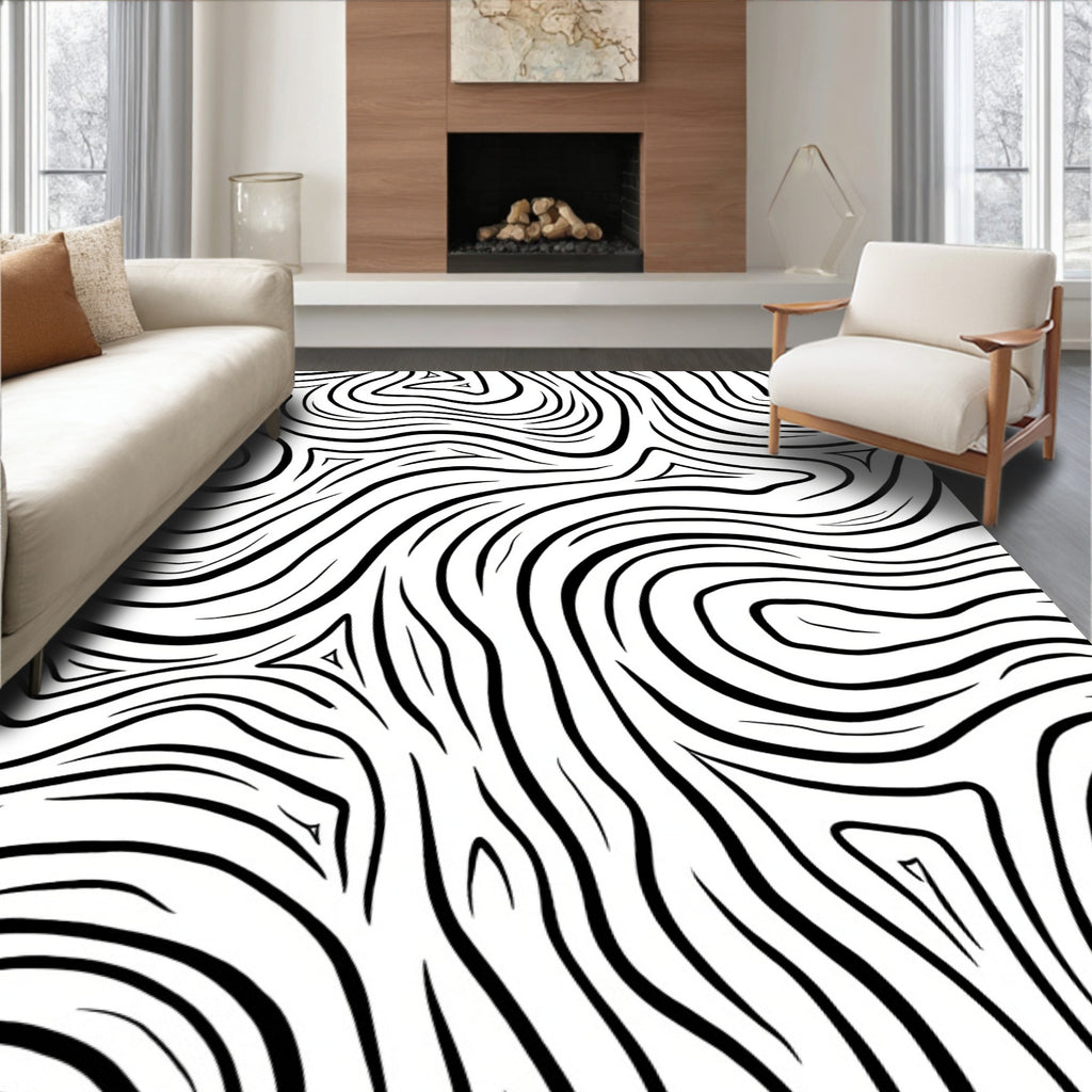 Abstract Zebra Stripe Pattern Rug