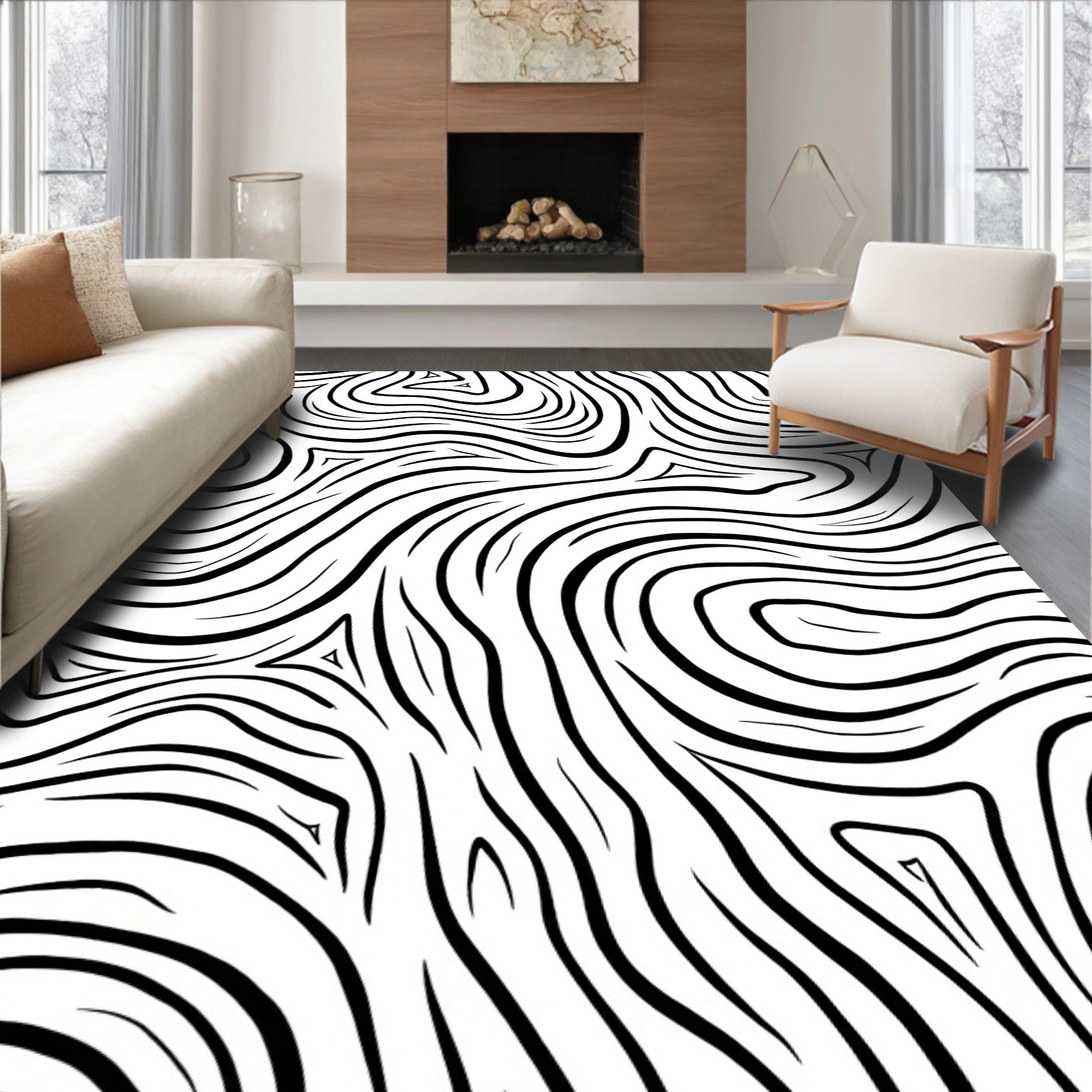Abstract Zebra Stripe Pattern Rug