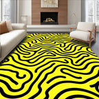Bold Yellow Black Wavy Lines Rug
