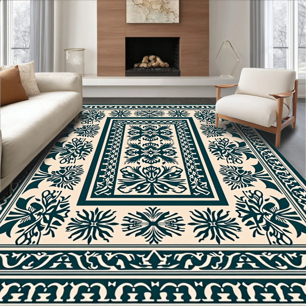Ornate Floral Medallion Patterned Rug