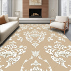 Cream White Ornate Damask Lace Rug