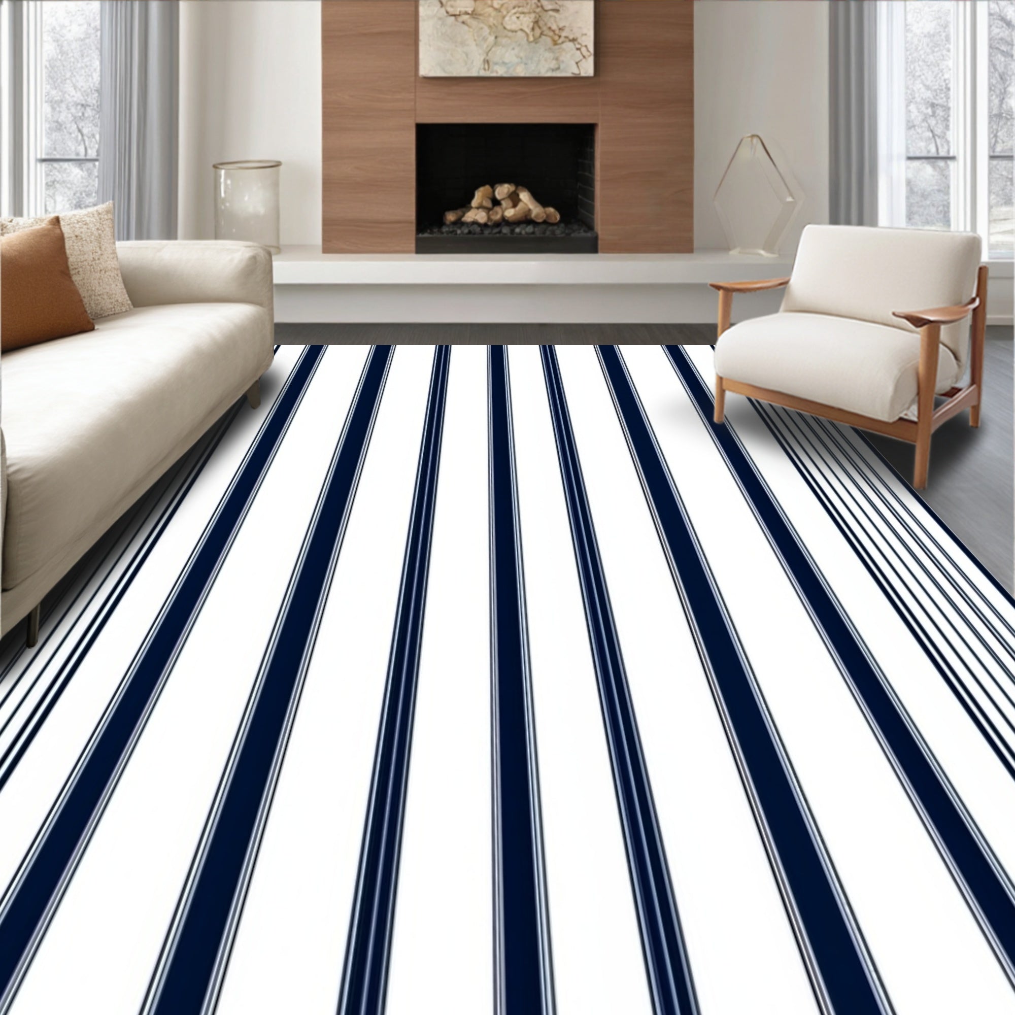 Bold Vertical Stripe Pattern Rug