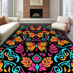 Bright Butterfly And Floral Pattern Rug