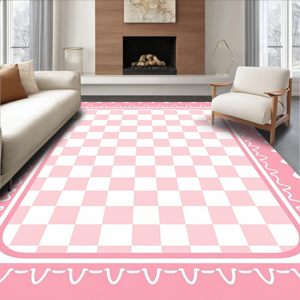 Pink Checkerboard Cute Design Rug