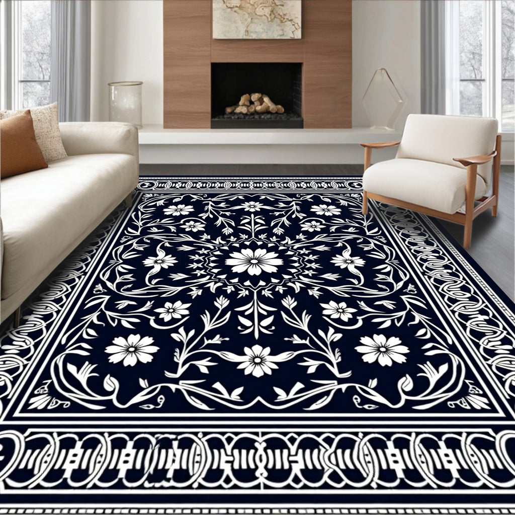 Ornate Floral Scrollwork Design Rug