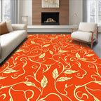 Bold Orange Vine Swirl Pattern Rug