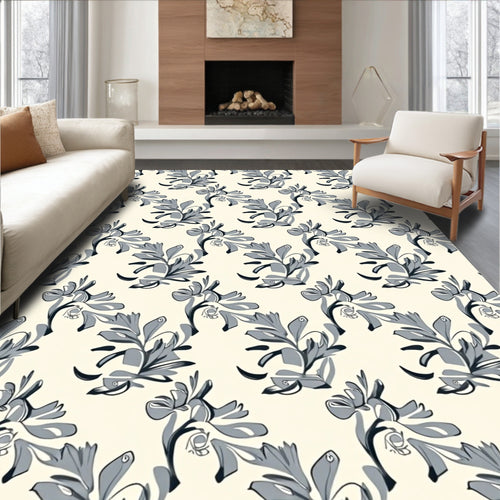 Abstract Floral Scroll Pattern Rug