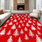Crimson White Evergreen Forest Repeat Rug