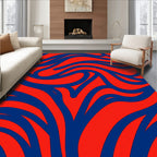 Bold Blue Amber Abstract Flowing Lines Rug