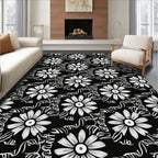 Densely Packed Floral Sketch Pattern Rug