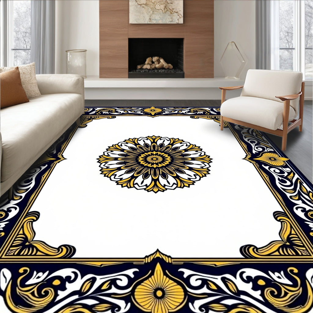 Grand Floral Leaf Border Design Rug