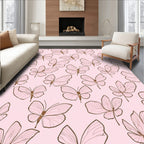 Delicate Pink Butterfly Pattern Design Rug