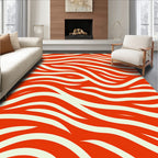 Abstract Orange White Flow Rug