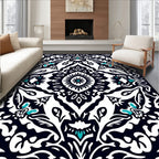 Bold Floral Symmetry With Teal Accents Rug