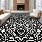 Bold Black White Abstract Design Rug