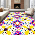 Vibrant Geometric Floral Splatter Pattern Rug