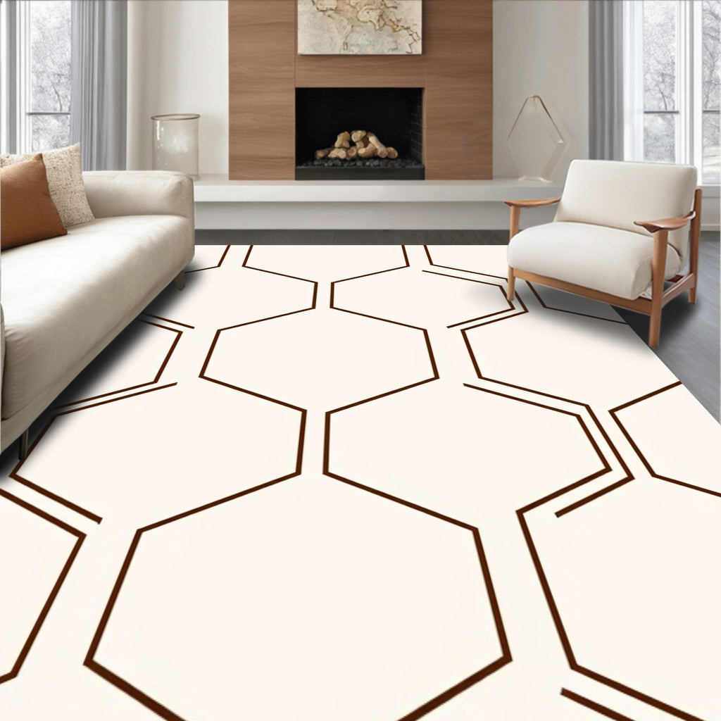 Minimalist Geometric Hexagon Pattern Rug