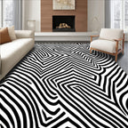 Abstract Black White Geometric Lines Rug