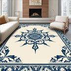 Intricate Scrollwork Star and Border Rug