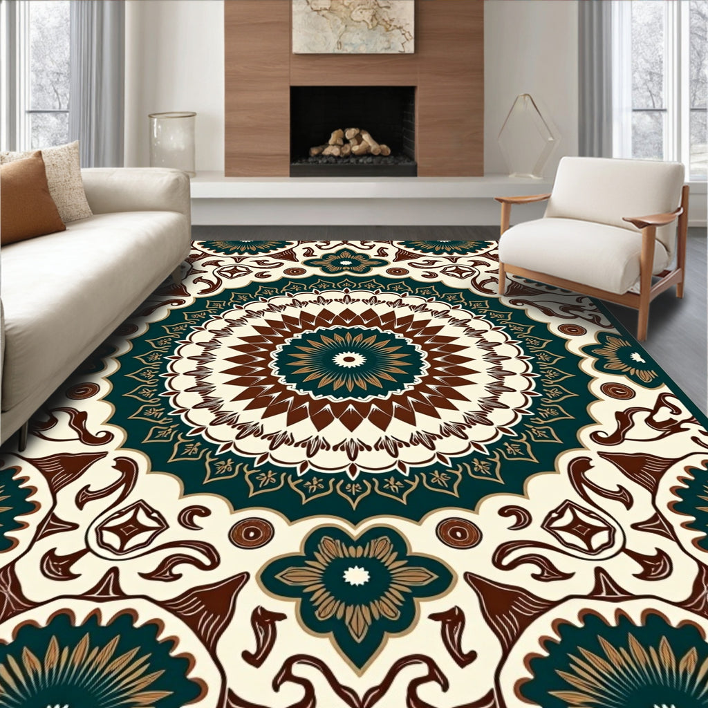 Intricate Floral Mandala Pattern Rug