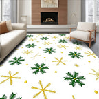 Green Gold Snowflake Christmas Rug