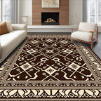 Geometric Ethnic Inspired Cream Brown Rug