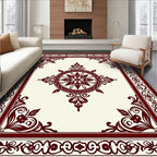 Maroon Floral Medallion Patterned Rug