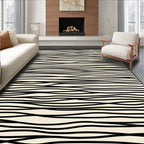 Abstract Black Line Textured Rug