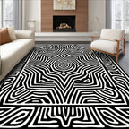Bold Black And White Maze Rug