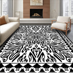 Bold Black White Symmetric Pattern Rug