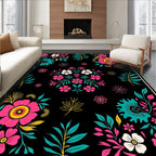 Vibrant Floral And Leaf Pattern Rug