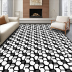 Monochrome Geometric Hexagon Art Rug