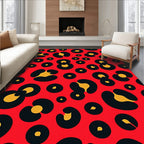 Bold Red Leopard Spot Pattern Rug
