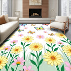 Spring Butterfly Garden Whimsical Pattern Rug