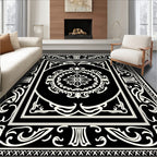 Classic Black Cream Medallion Rug