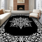 Ornate Floral Frame With Centerpiece Design Rug