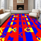 Abstract Geometric Red Blue Yellow Pattern Rug