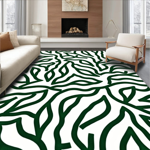 Abstract Green Vine Pattern Rug