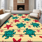 Teal Turtle Starfish Pattern Rug